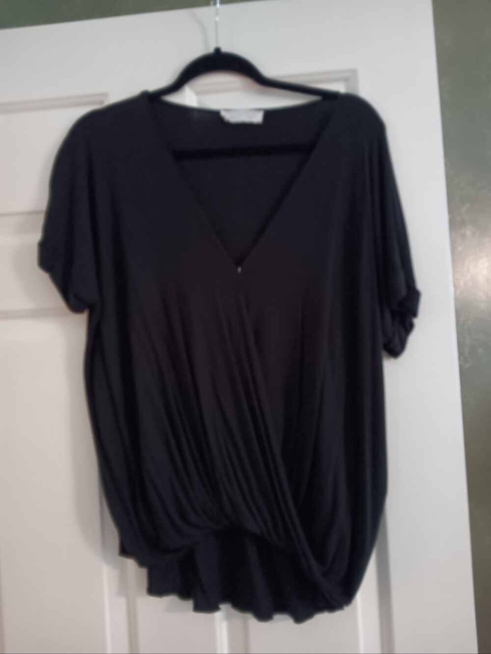 OVERSIZED small black v neck blouse
